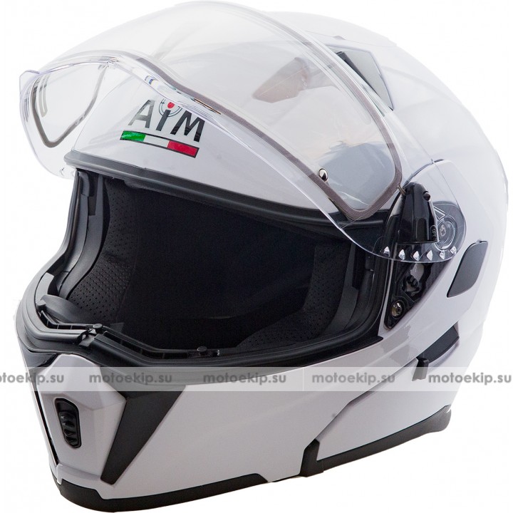 Снегоходный шлем модуляр с электрообогревом AIM JK906 Белый