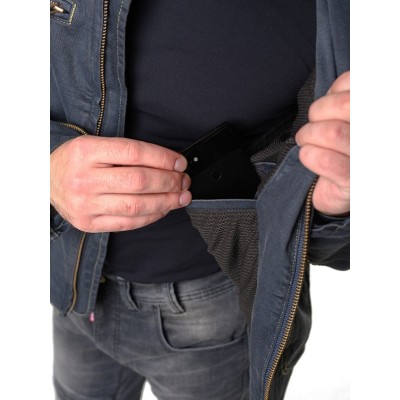 Мотокуртка джинсовая STARKS GHOST, муж., Slim fit, Cordura Denim стрейч, Серый
