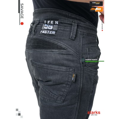 Мотоджинсы STARKS SAVAGE cordura denim stretch мужские, черные