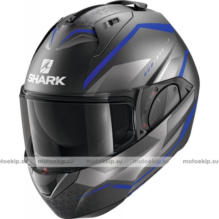 Шлем модуляр Shark Evo-ES Yari ABS Matt Anthracite Blue Silver купить ...