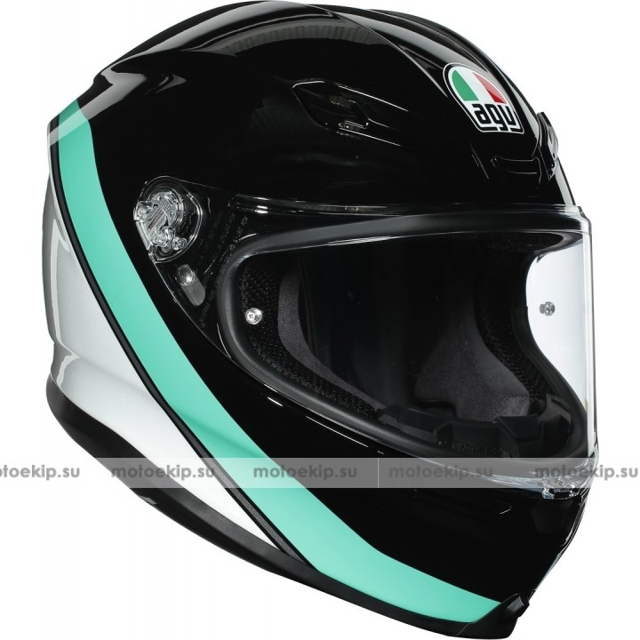 Шлем интеграл AGV K-6 Minimal Black/White/Aqua