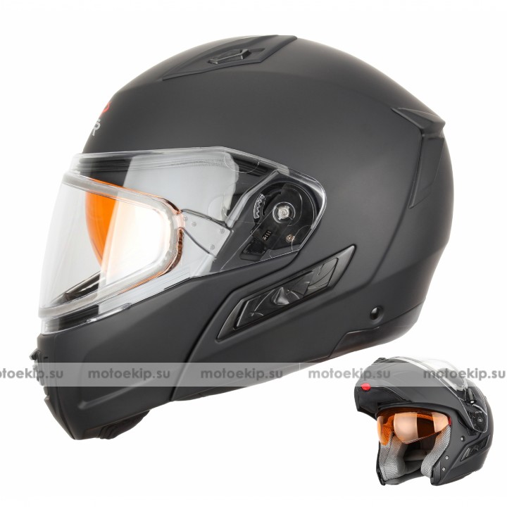 Снегоходный шлем модуляр с двойным стеклом XTR MODE1 черный матовый
