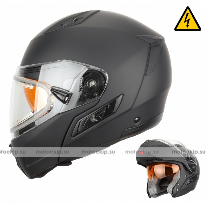 Снегоходный шлем модуляр с электростеклом XTR MODE1 черный матовый