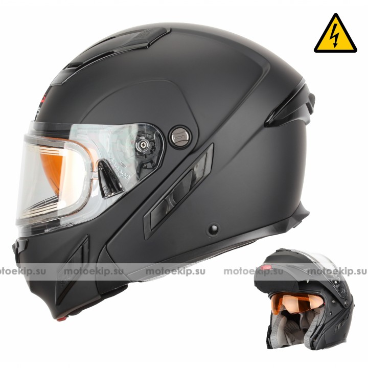 Снегоходный шлем модуляр с электростеклом XTR MODE2 черный матовый