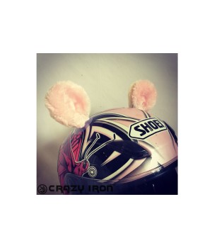 Ушки на шлем "Мотоушки бело-розовые"