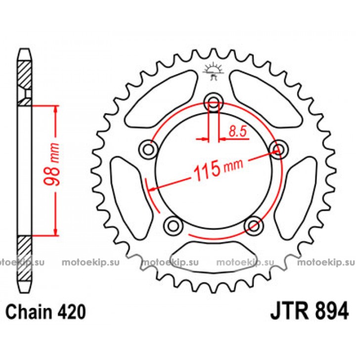 Звезда задняя KTM65 SX 48 зуб. алюм. (JTA894.48 JTR894.48)