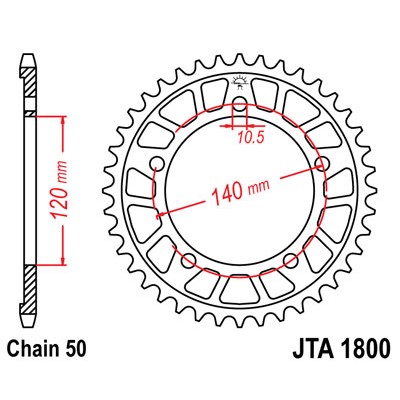 JTA1800.43 Звезда задняя (алюминий) 530