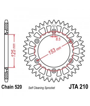 JTA210.51 Звезда задняя (алюминий) 520