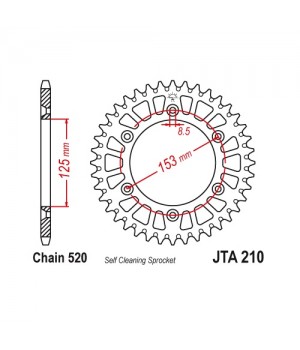 JTA210.52 Звезда задняя 520, алюминиевая