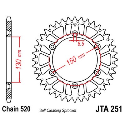 JTA251.50 Звезда задняя 520 (алюминий)