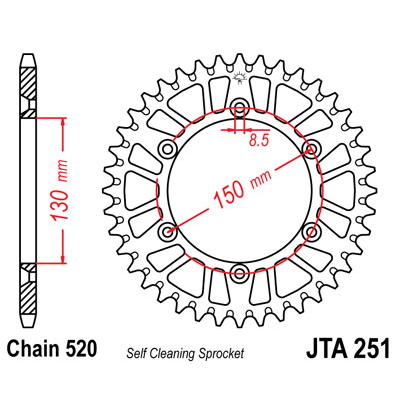 JTA251.51 Звезда задняя (алюминий) 520