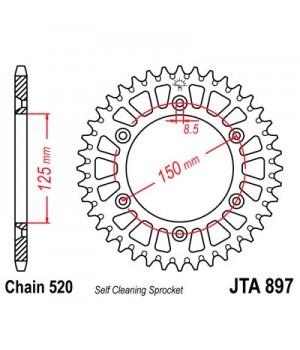 JTA897.50 Звезда задняя (алюминий) 520