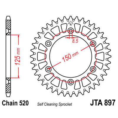 JTA897.50 Звезда задняя (алюминий) 520