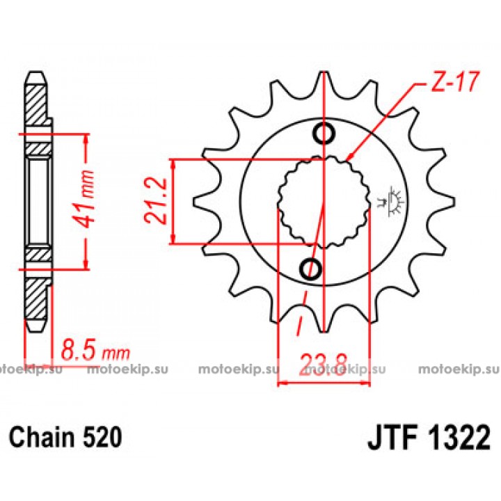 JTF1322.13 Звезда передняя 520