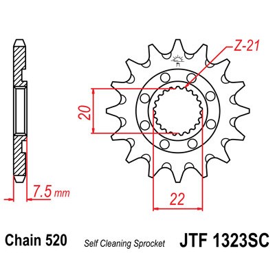 JTF1323.13SC Звезда передняя 520 (самоочистка)
