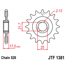 JTF1381.15 Звезда передняя 520 JTF1381.15 Звезда передняя 520