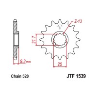 JTF1539.14RB Звезда передняя 520, с демпфером