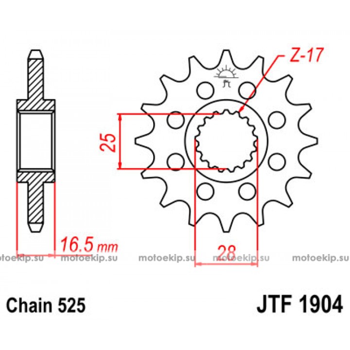 JTF1904.16 Звезда передняя 525