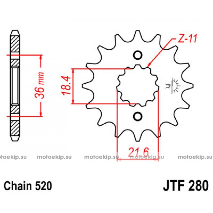 JTF280.13 Звезда передняя 520