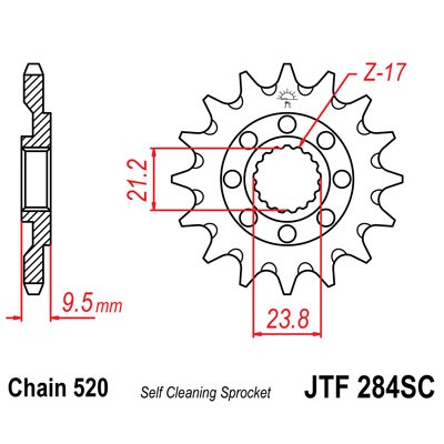 JTF284.14SC Звезда передняя 520 (самоочистка)