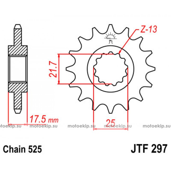 JTF297.16 Звезда передняя 525