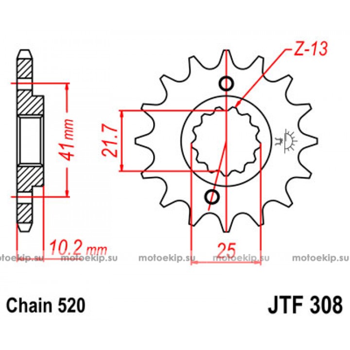 JTF308.14 Звезда передняя 520