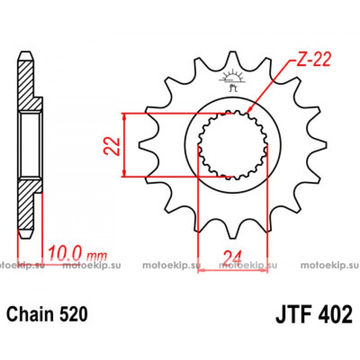 JTF402.16 Звезда передняя 520