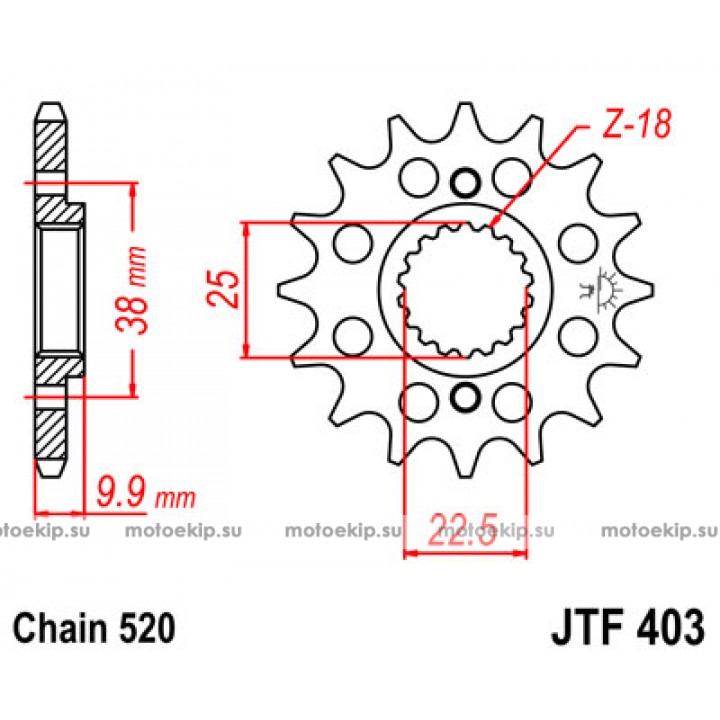 JTF403.15 Звезда передняя 520