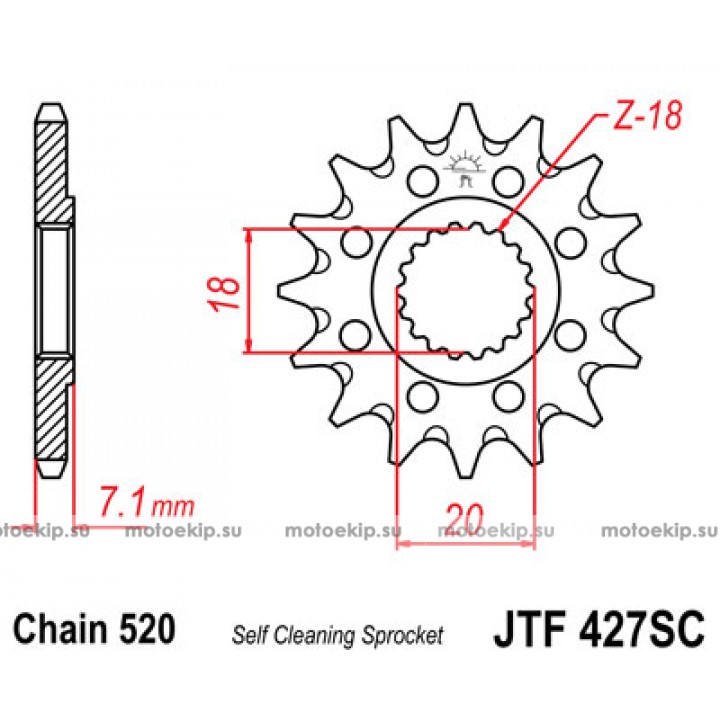 JTF427.12SC Звезда передняя 520 (самоочистка)