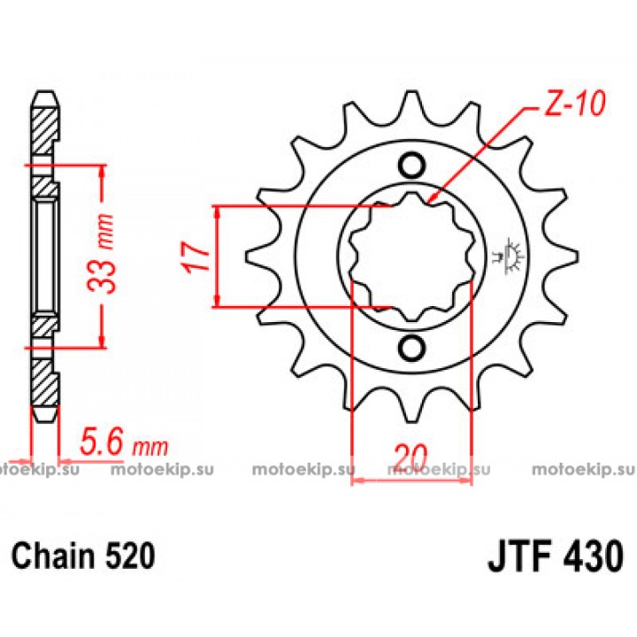 JTF430.12 Звезда передняя 520