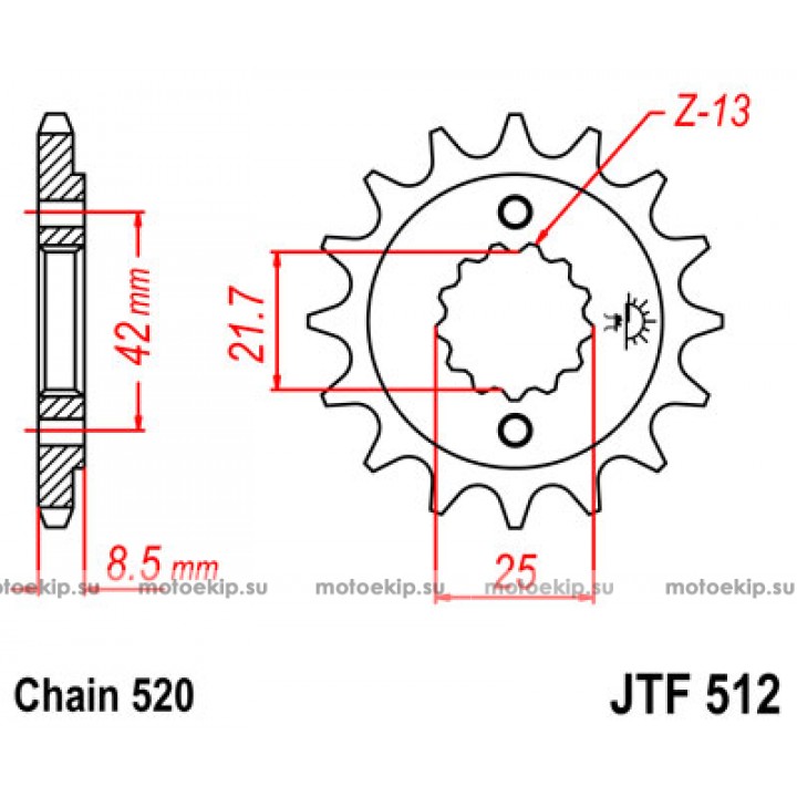 JTF512.14 Звезда передняя 520