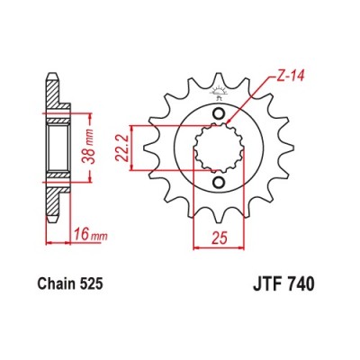 JTF740.15 Звезда передняя 525