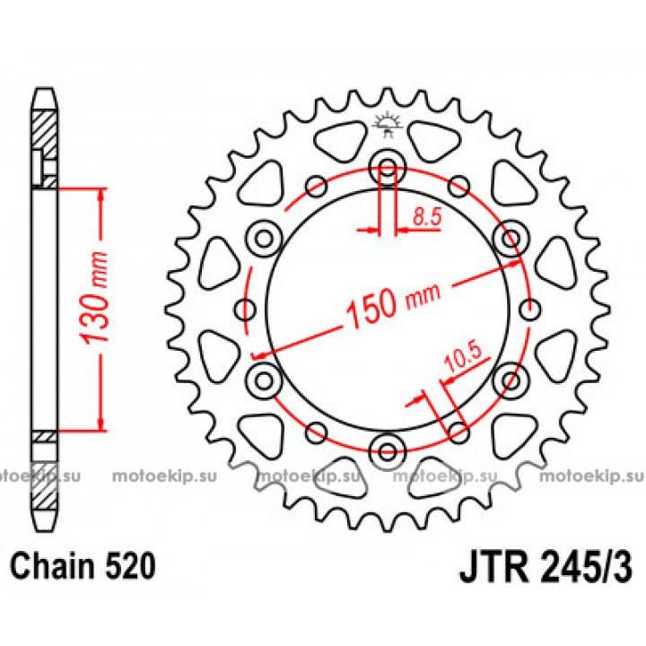 JTR245/3.46 Звезда задняя 520