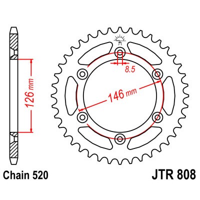 JTR808.50 Звезда задняя 520