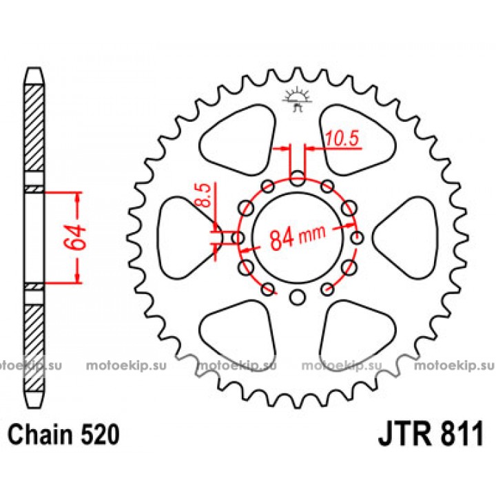 JTR811.45 Звезда задняя 520