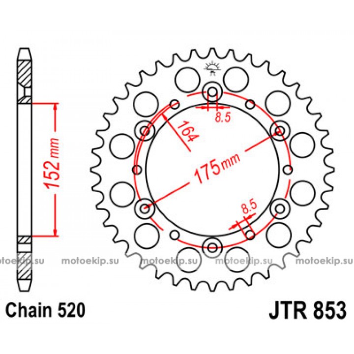 JTR853.40 Звезда задняя 520