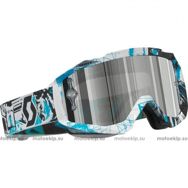 Очки для кросса Scott Hustle MX Black Blue Silver Chrome Goggle