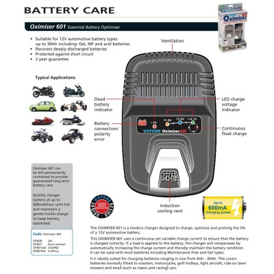 Oxford Oximiser 601 Battery Care
